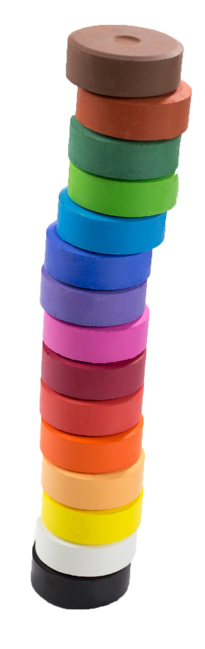 Ensemble de 6 pastilles aquarelle, blocs de couleur d= 55 mm