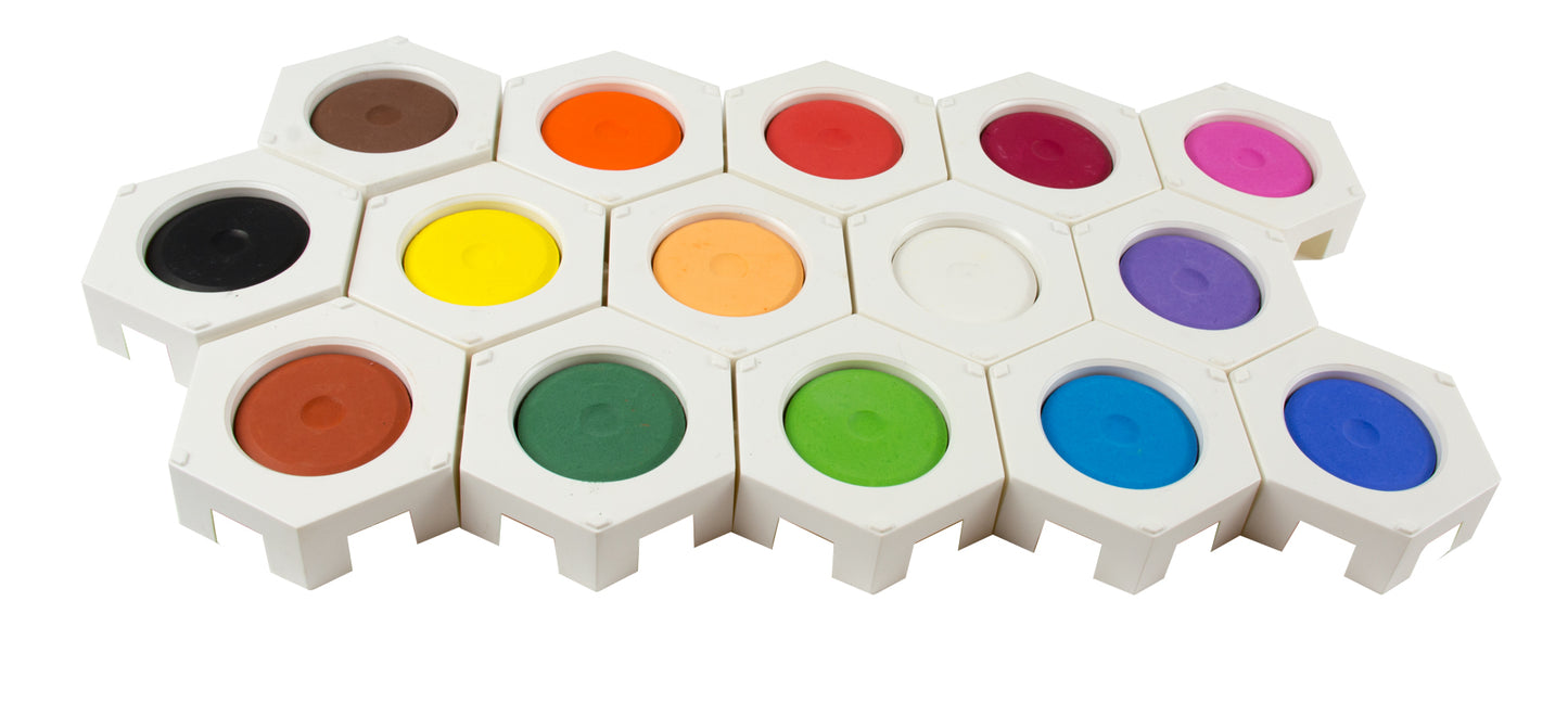 Ensemble de 6 pastilles aquarelle, blocs de couleur d= 55 mm