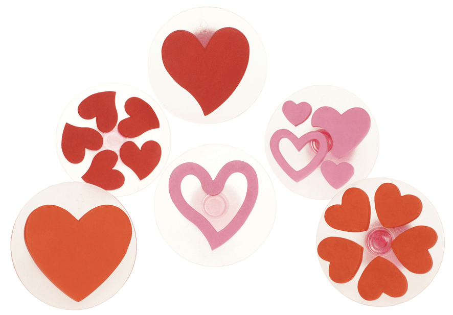 Moosgummi-Stempel Herzen 6tlg.