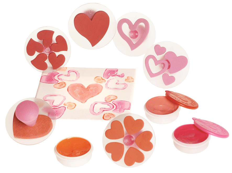 Moosgummi-Stempel Herzen 6tlg.