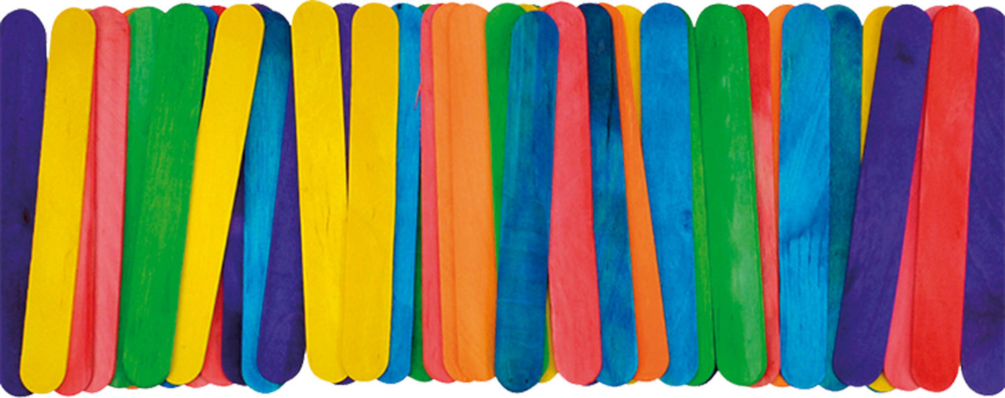 Bastelhölzer groß 50 Stück bunt oder natur