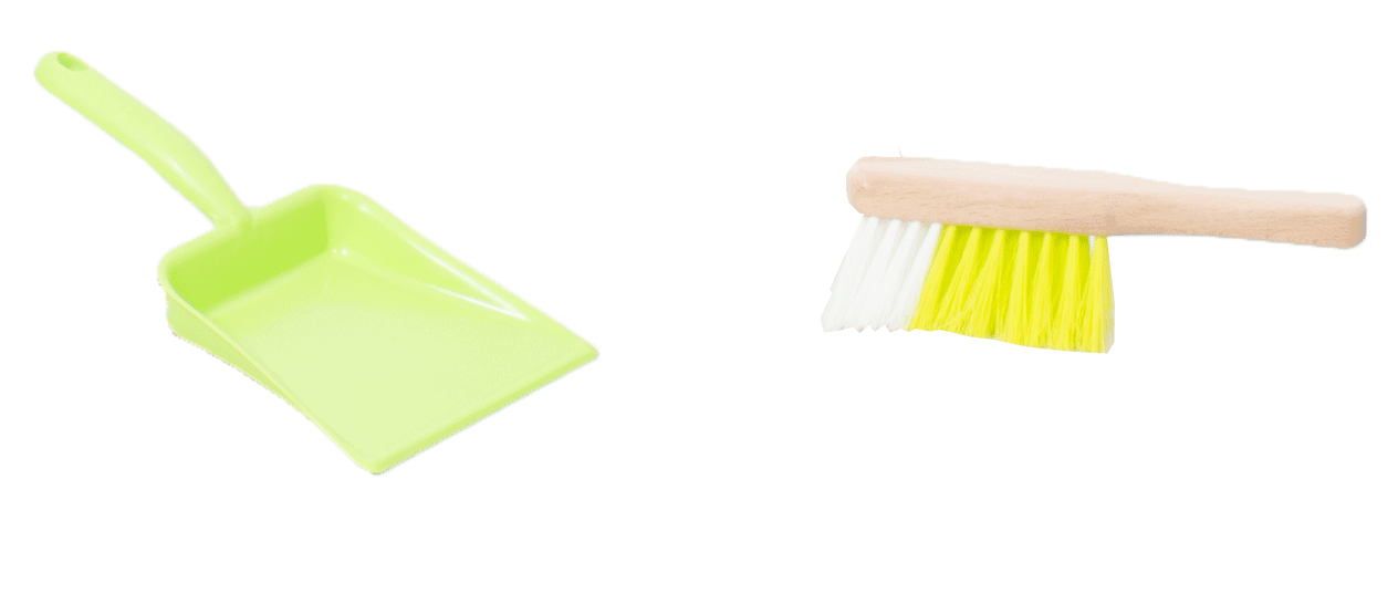 Kinder-Kehrschaufel-Set – hergestellt im Erzgebirge mit Kunststoffkehrschaufel und Handbesen mit Holzgriff