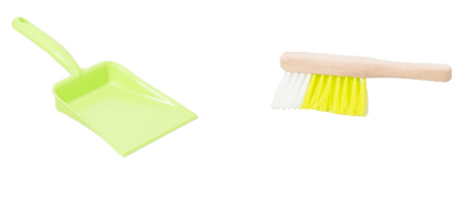 Kinder-Kehrschaufel-Set – hergestellt im Erzgebirge mit Kunststoffkehrschaufel und Handbesen mit Holzgriff