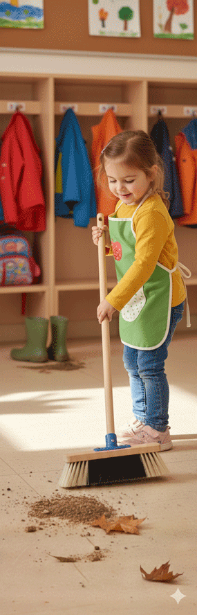 Stubenbesen für Kinder aus Holz - hergestellt im Erzgebirge 86 cm groß für Innen