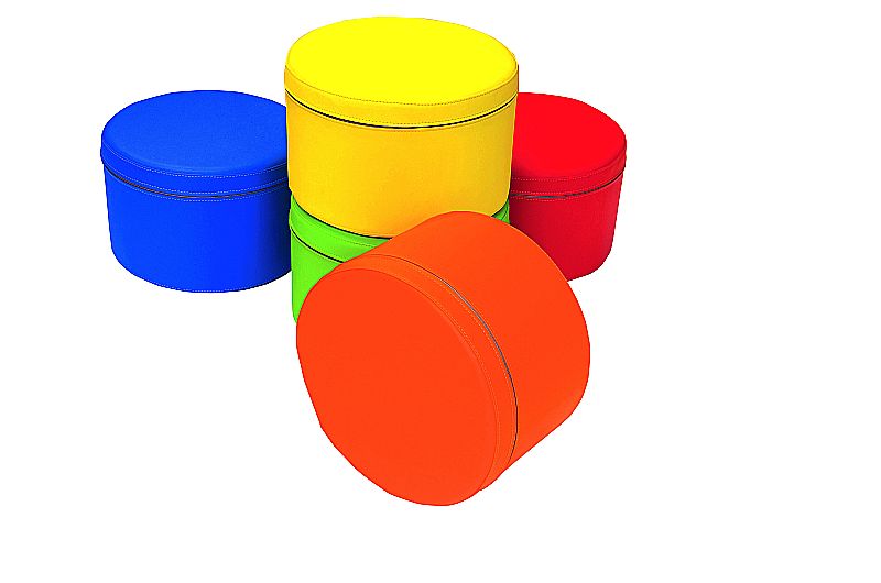 Hocker RUND Soft Ø 38 cm aus festem Schaumstoff mit Kunstlederüberzug 30 cm hoch