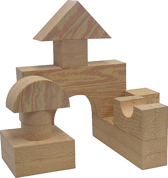 Soft building blocks in wood look, mini, 80 pieces.