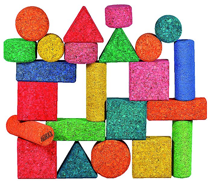 Korkbausteine -Form Mix 56tlg. Bunt