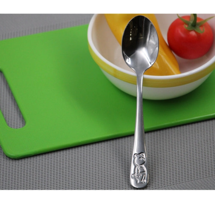 Cuillère pour enfant, en acier inoxydable, motif ours, 14,8 cm