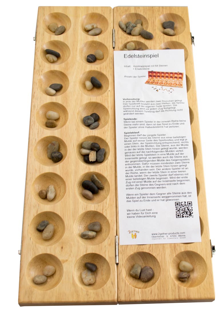 Hus Bao Kalaha aus Holz, Kalaha, Steinchenspiel Edelsteinspiel