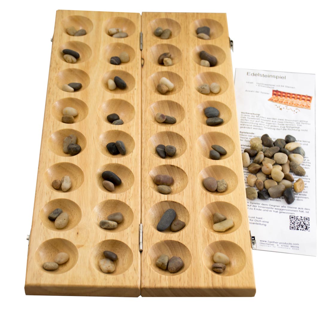 Hus Bao Kalaha aus Holz, Kalaha, Steinchenspiel Edelsteinspiel