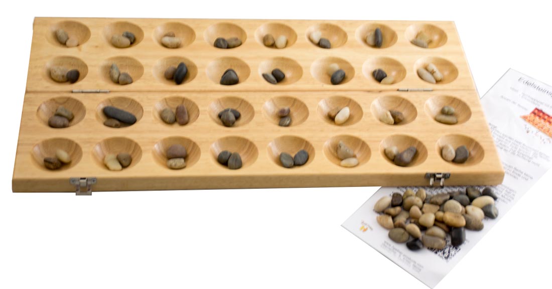Hus Bao Kalaha aus Holz, Kalaha, Steinchenspiel Edelsteinspiel