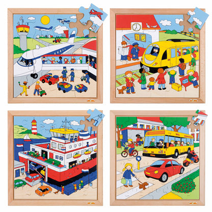 Holz Puzzle Transport 4er Set