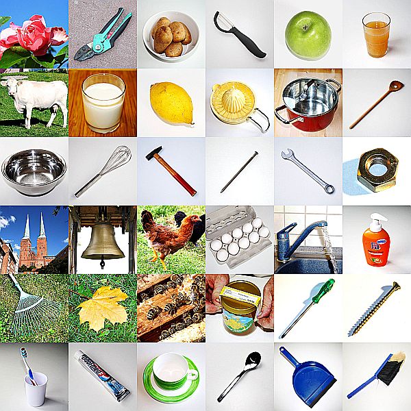 Holzpuzzle, Finde die Paare. Was gehört zusammen?