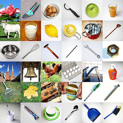 Holzpuzzle, Finde die Paare. Was gehört zusammen?