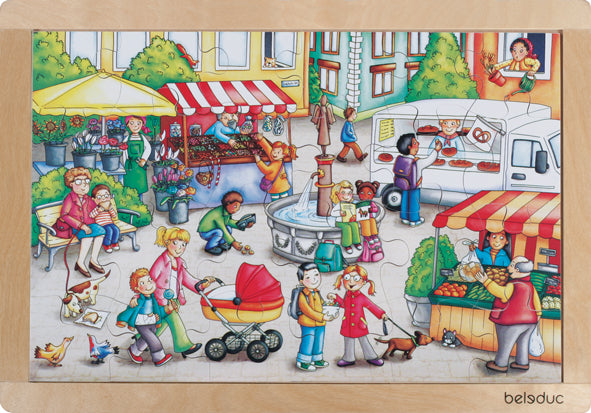 Kinder Rahmen Puzzle Marktplatz 24tlg.