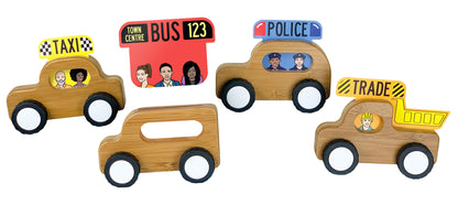 Bamboo vehicles, 4-piece set.