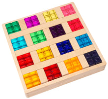 Holzbaukasten mit Acrylquader und Setzleisten 70tlg.