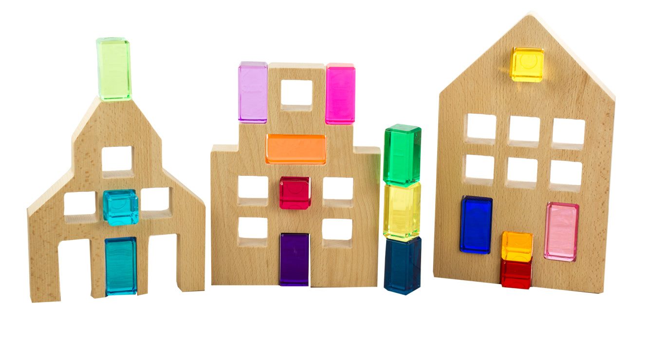 Holzhäuser für Acryl Würfel 3 Stück