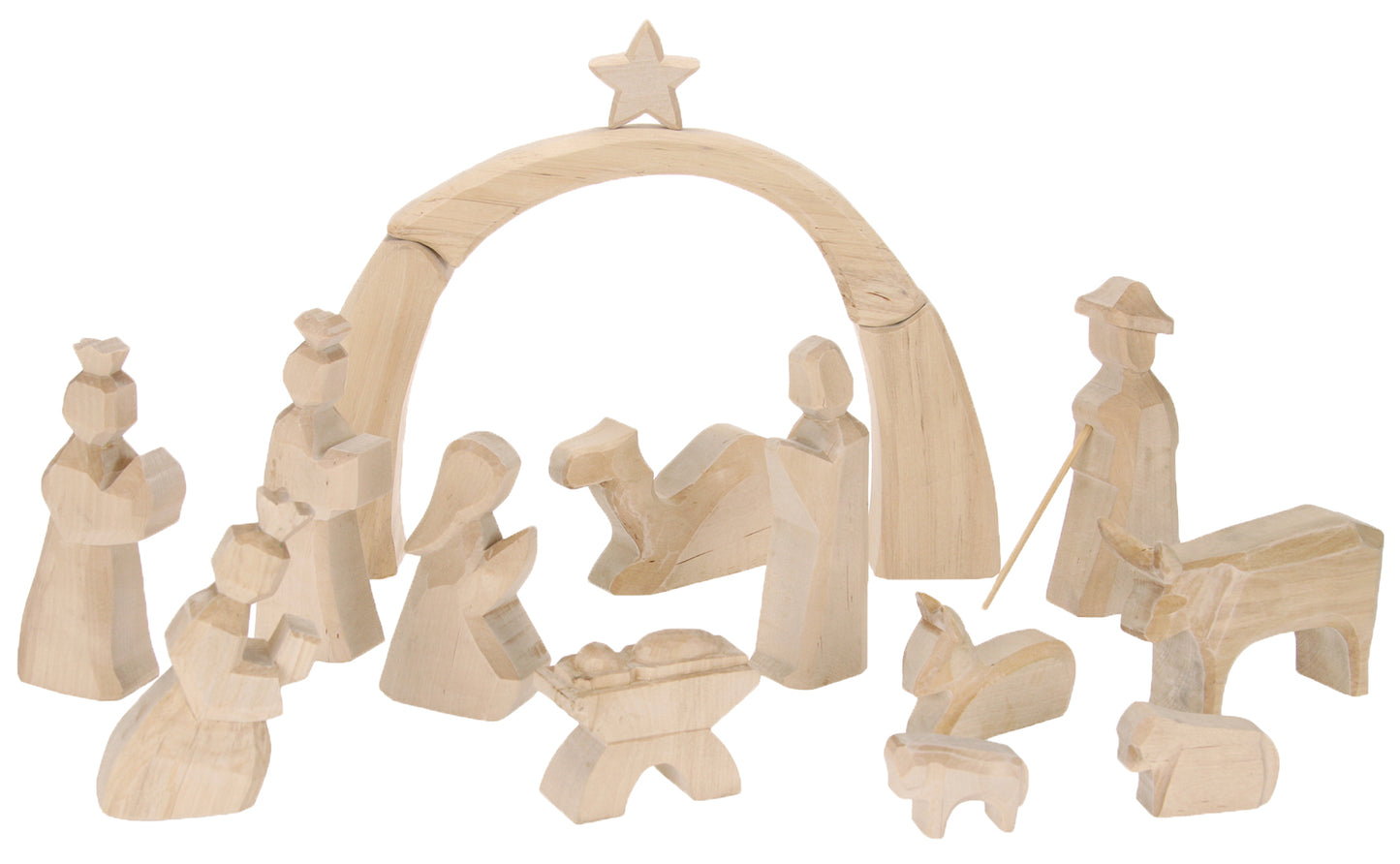 Große Weihnachtskrippe 16tlg. aus Holz