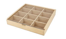 Sortierbox mit durchsichtigem Schiebedeckel groß mit 12 Fächer  29x28x5