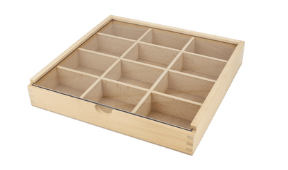 Sortierbox mit durchsichtigem Schiebedeckel groß mit 12 Fächer  29x28x5