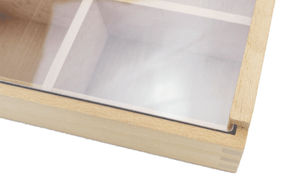 Sortierbox mit durchsichtigem Schiebedeckel klein mit 6 Fächer  22x19x5 cm