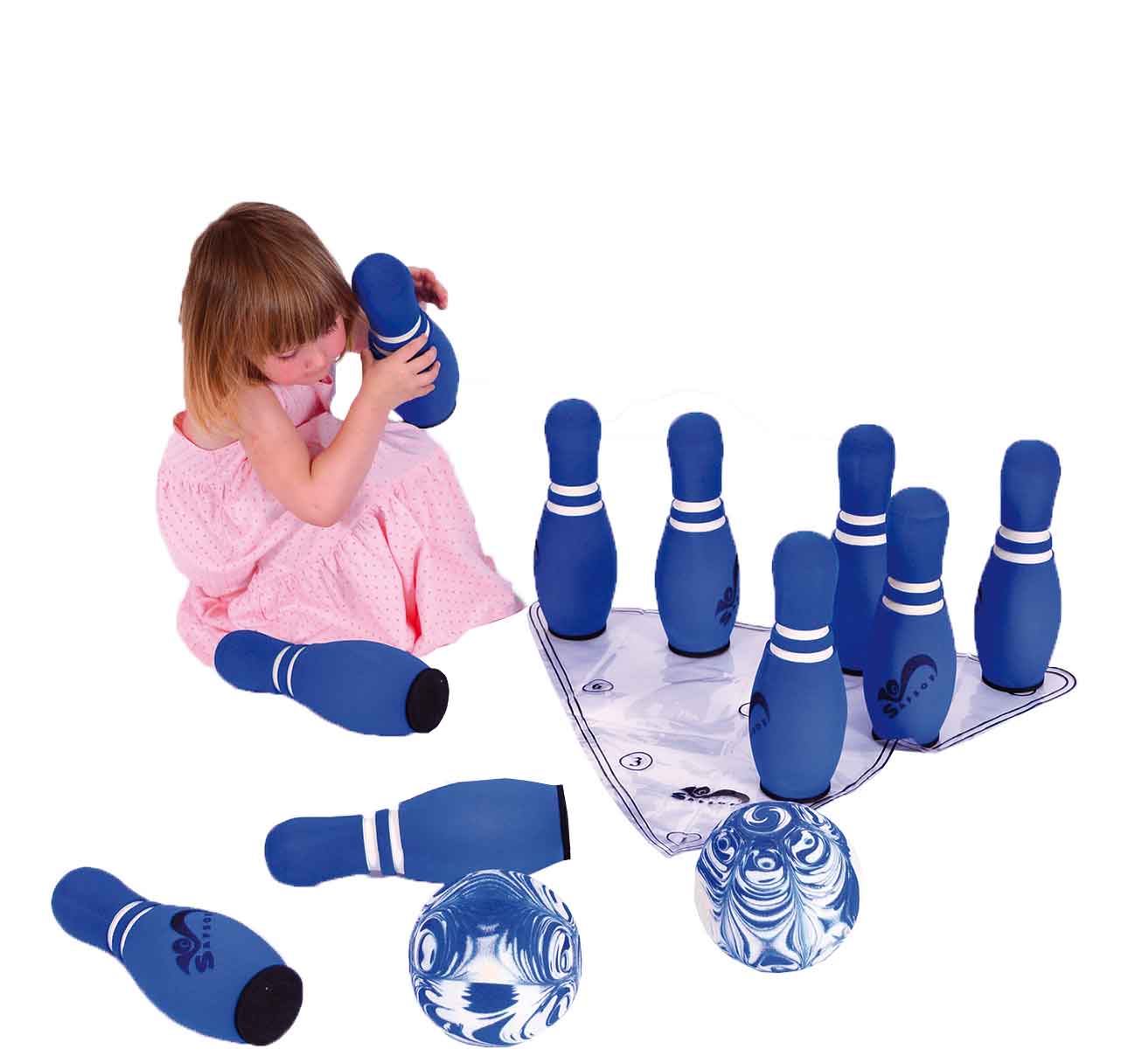 Jeu de bowling en cône souple bleu