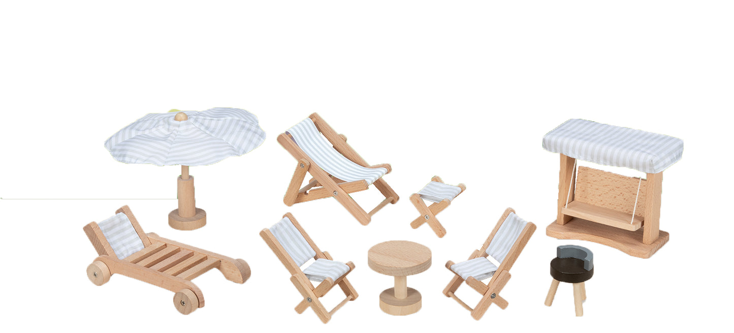 Puppenhaus Einrichtung Gartenmöbel Style 9tlg.
