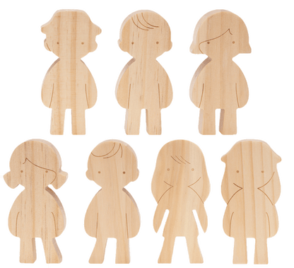 Figurines d'enfants en bois, 7 pièces.