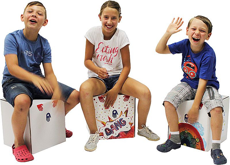 Pappe-la-Papp Trommelhocker 5er Set 35 cm