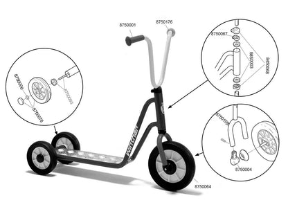 Winther Mini Roller mit 2 Hinterrädern - Kinderfahrzeug 2-4 Jahren