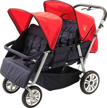 Chariot-lit Helena 4 places avec auvents rouges