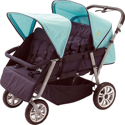 Poussette bébé Helena 4 places avec capotes pare-soleil bleu clair