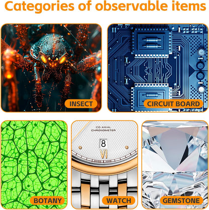 Digital microscope with 4.3" screen, up to 1000x magnification and 8 adjustable LED lights