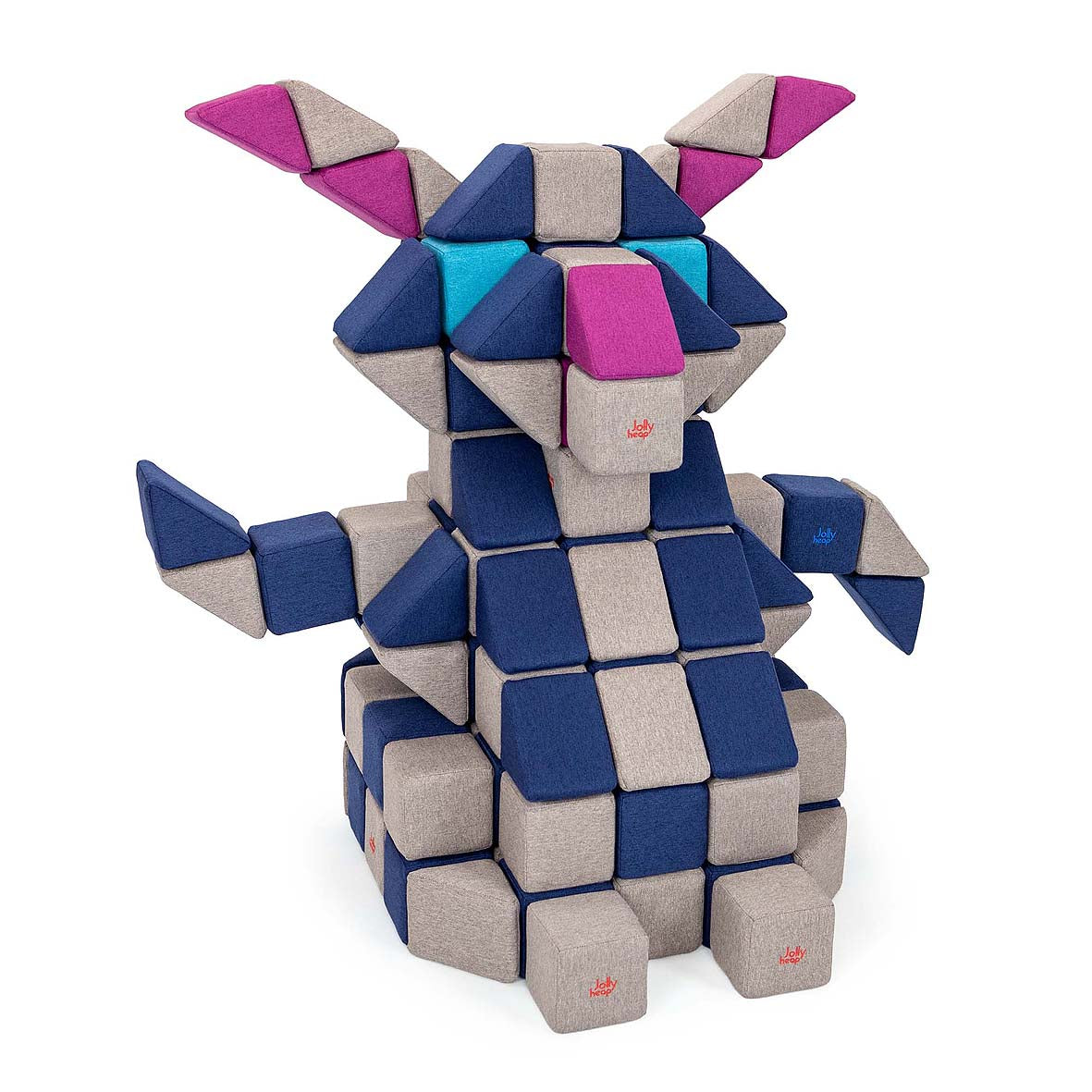 Jolly Heap 16-piece magnetic building blocks extra set with 2 special shapes in 36 different color combinations