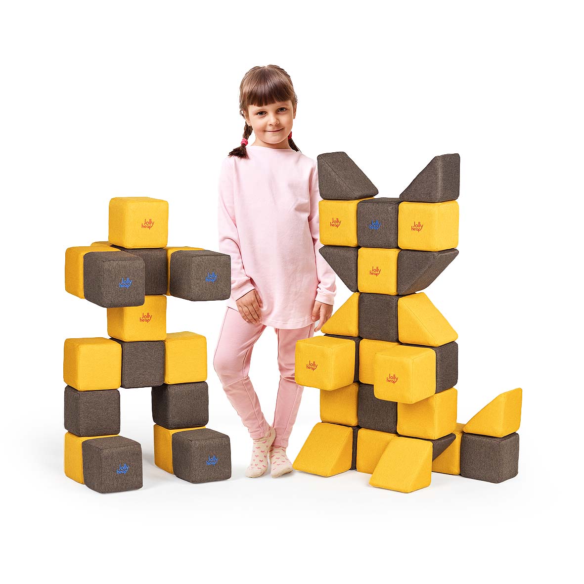 Jolly Heap, 24 mini blocs de construction magnétiques, 2 formes et 36 combinaisons de couleurs différentes