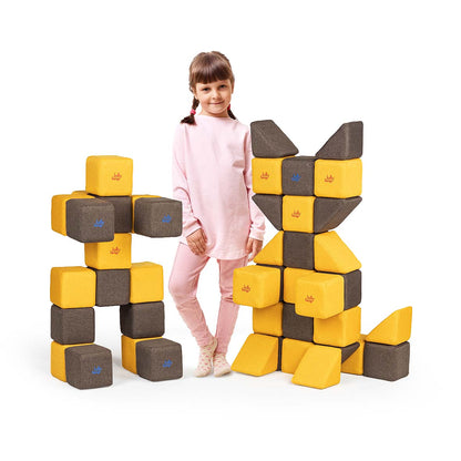 Jolly Heap, 24 mini blocs de construction magnétiques, 2 formes et 36 combinaisons de couleurs différentes