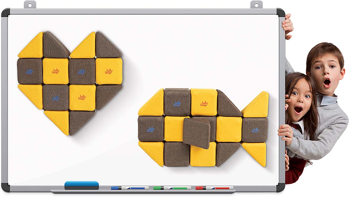 Jolly Heap, 24 mini blocs de construction magnétiques, 2 formes et 36 combinaisons de couleurs différentes