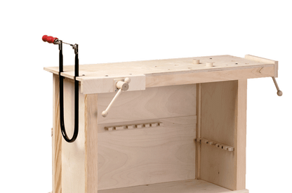 Établi en bois, réglable en hauteur, avec étagère et 2 supports de serrage 