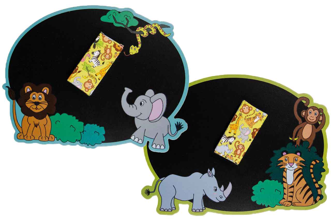 Tafel mit wildem Tiere Motiv mit Kreide