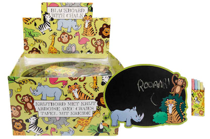 Tafel mit wildem Tiere Motiv mit Kreide 24er Pack