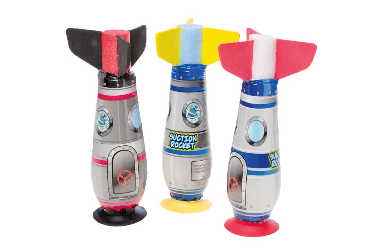 Fliegende Rakete mit starkem Saugnapf 19 cm groß