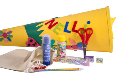 Schultüten Füllung Set Schreibset Einhorn Lineal, Schere, Rechenkette, Zauberring, Beutel