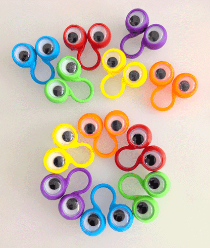 Fingeraugen 50 Stück in rot, gelb, orange, grün, blau und lila