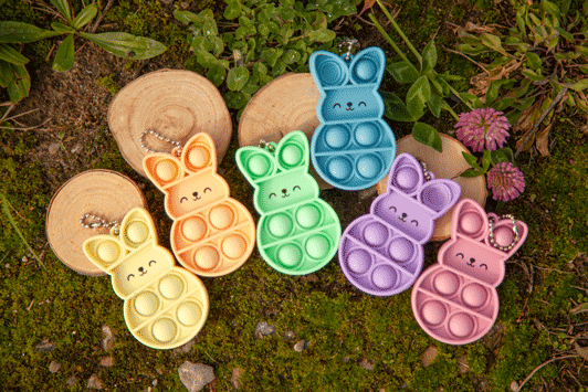 Anti-Stress-Hasenanhänger 6er Set