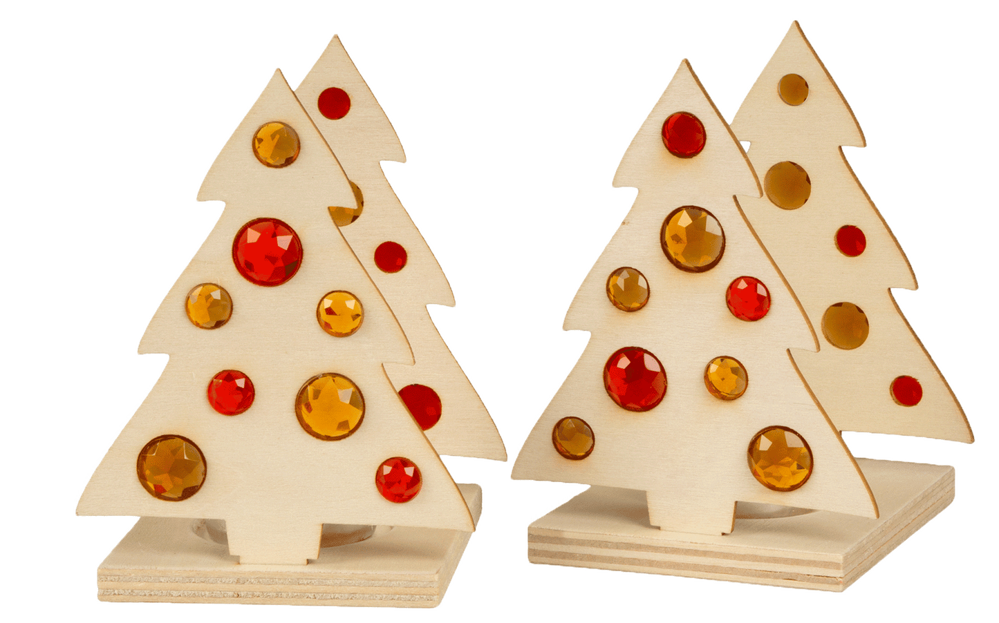 Teelichthalter Tanne, 2er Set inkl. Funkelsteine