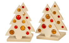 Teelichthalter Tanne, 2er Set inkl. Funkelsteine