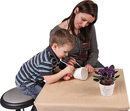 Blumentopf weiß mit Motiv