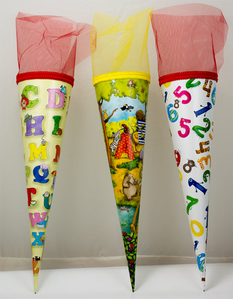 Schultüte (Zuckertüte) aus Karton mit Tüllverschluß