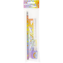 Schreibset Einhorn, Lineal, Radierer, Bleistift, Spitzer